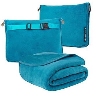 Foto 1 | Foto 1 | Manta y Almohada de Viaje Pavilia con Doble Cremallera Forro Polar color Verde Azulado - Venta Internacional