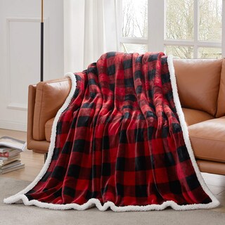 Foto 2 | Foto 2 | Manta Touchat Sherpa, Color Rojo Y Negro, Diseño Buffalo Plaid, 150 X 180 - Venta Internacional.