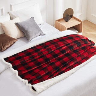 Foto 3 | Foto 3 | Manta Touchat Sherpa, Color Rojo Y Negro, Diseño Buffalo Plaid, 150 X 180 - Venta Internacional.