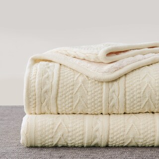 Foto 1 | Foto 1 | Manta Longhui de Cama Acrílica Tejida con Cable Sherpa Crea Beige - Venta Internacional