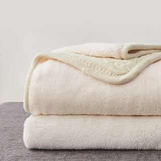 Foto 2 | Foto 2 | Manta Longhui de Cama Acrílica Tejida con Cable Sherpa Crea Beige - Venta Internacional