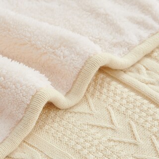 Foto 4 | Foto 4 | Manta Longhui de Cama Acrílica Tejida con Cable Sherpa Crea Beige - Venta Internacional
