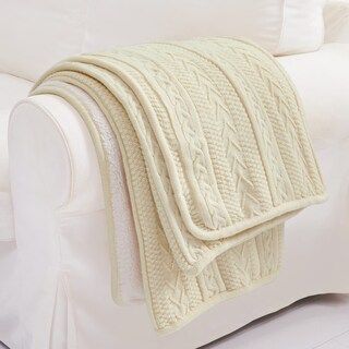 Foto 5 | Foto 5 | Manta Longhui de Cama Acrílica Tejida con Cable Sherpa Crea Beige - Venta Internacional