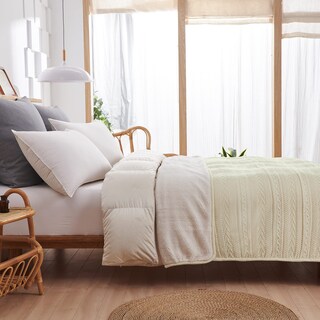 Foto 7 | Foto 7 | Manta Longhui de Cama Acrílica Tejida con Cable Sherpa Crea Beige - Venta Internacional