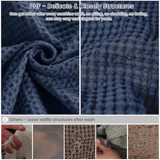 Foto 4 | Foto 4 | Manta Phf Waffle Weave, 100% Algodón, Tamaño Doble 168 X 229 Cm, Azul Marino - Venta Internacional.