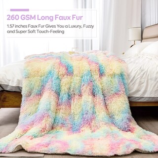 Foto 2 | Foto 2 | Manta Cottonblue Multicolor de Piel de Sherpa de Lujo 6.8 kg Tamaño Queen - Venta Internacional