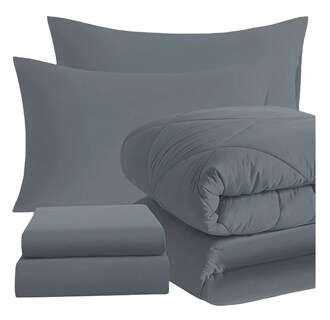 Foto 1 | Foto 1 | Edredon con Juego de Sabanas Fundas Almohada Cama Queen Size Gris