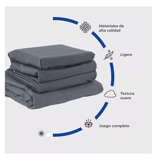Foto 3 | Foto 3 | Edredon con Juego de Sabanas Fundas Almohada Cama Queen Size Gris