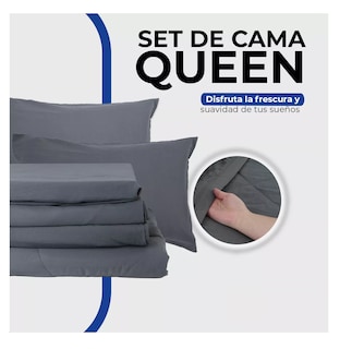 Foto 4 | Foto 4 | Edredon con Juego de Sabanas Fundas Almohada Cama Queen Size Gris
