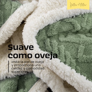 Foto 2 | Foto 2 | Cobertor Cobija Aborregado Con Forro Polar Sherpa | Suave | Caliente | Ligera | Tamaño 150 X 100 Cm (Verde, 150 X 100 Cm)