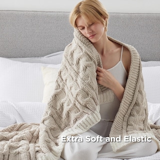 Foto 3 | Foto 3 | Manta De Cama De Chenilla Tejida Con Cable, 125 X 150 Cm, Color Beige - Venta Internacional.