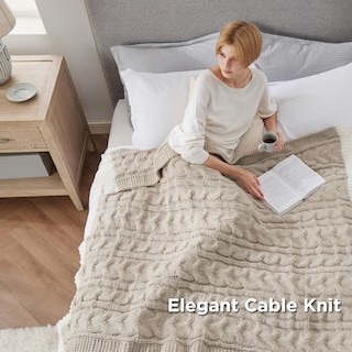 Foto 4 | Foto 4 | Manta De Cama De Chenilla Tejida Con Cable, 125 X 150 Cm, Color Beige - Venta Internacional.