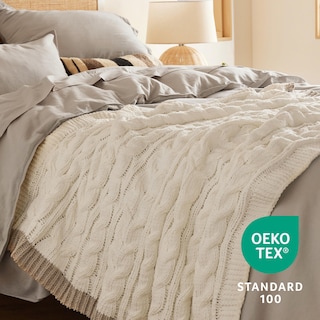 Foto 4 | Foto 4 | Manta De Cama De Chenilla Tejida Con Cable, 150 X 200 Cm, Color Crema - Venta Internacional.