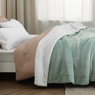 Foto 5 | Foto 5 | Manta De Cama Con Forro Polar Sherpa, Tamaño Doble, 150 X 200 Cm, Color Verde - Venta Internacional.