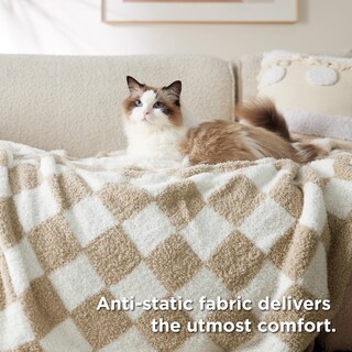 Foto 5 | Foto 5 | Manta De Cama A Cuadros, Color Beige, 125 X 150 Cm, Supersuave - Venta Internacional.