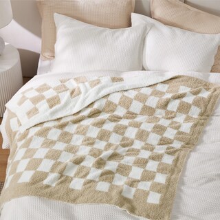Foto 6 | Foto 6 | Manta De Cama A Cuadros, Color Beige, 125 X 150 Cm, Supersuave - Venta Internacional.