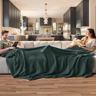 Foto 2 | Foto 2 | Manta Bedsure, 100% Algodón, Tejido Gofrado, Tamaño Queen, Color Verde Oscuro - Venta Internacional.