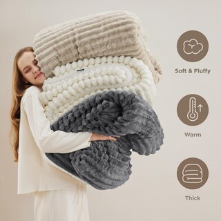 Foto 5 | Foto 5 | Manta Sherpa Queen Para Invierno, 230 X 230 Cm, Color Beige - Venta Internacional.