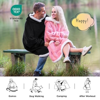 Foto 5 | Foto 5 | Sudadera Con Capucha Para Adultos Y Niños, Forro Sherpa, Color Negro - Venta Internacional.