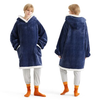 Foto 1 | Foto 1 | Colcha con Capucha para Adultos y Niños Sherpa Azul Océano - Venta Internacional