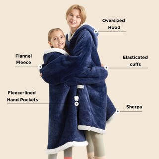 Foto 2 | Foto 2 | Colcha con Capucha para Adultos y Niños Sherpa Azul Océano - Venta Internacional