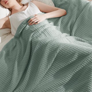 Foto 2 | Foto 2 | Manta Para Cama, 100% Algodón, Tamaño Queen, Tejido Gofrado, Color Verde - Venta Internacional.