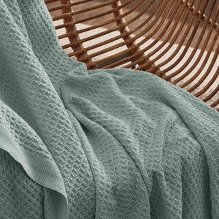 Foto 4 | Foto 4 | Manta Para Cama, 100% Algodón, Tamaño Queen, Tejido Gofrado, Color Verde - Venta Internacional.