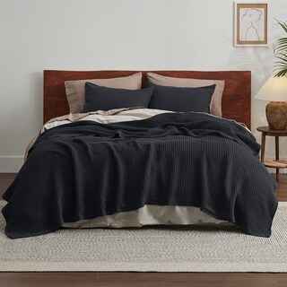 Foto 3 | Foto 3 | Manta Para Cama, 100% Algodón, Tejido Gofrado, Tamaño King, Color Negro - Venta Internacional.
