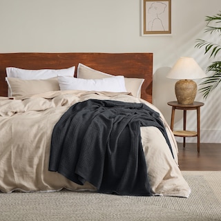 Foto 7 | Foto 7 | Manta Para Cama, 100% Algodón, Tejido Gofrado, Tamaño King, Color Negro - Venta Internacional.
