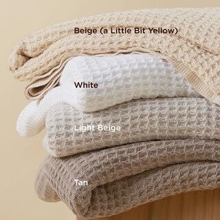 Foto 5 | Foto 5 | Manta De Cama, 100% Algodón, Tejido Gofrado, Tamaño King, Color Beige Claro - Venta Internacional.
