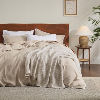 Foto 7 | Foto 7 | Manta De Cama, 100% Algodón, Tejido Gofrado, Tamaño King, Color Beige Claro - Venta Internacional.