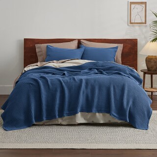 Foto 3 | Foto 3 | Manta Bedsure, 100% Algodón, Tejido Gofrado, Tamaño Queen, Azul Marino - Venta Internacional.