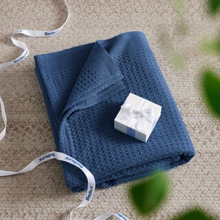 Foto 5 | Foto 5 | Manta Bedsure, 100% Algodón, Tejido Gofrado, Tamaño Queen, Azul Marino - Venta Internacional.