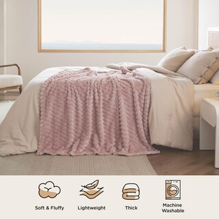 Foto 5 | Foto 5 | Manta Bedsure Queen de Forro Polar Rosa, 230 X 230 cm - Venta Internacional