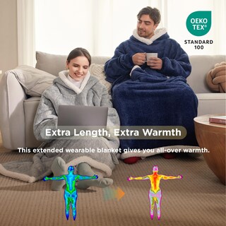 Foto 4 | Foto 4 | Colcha Con Capucha Y Manta Portátil Para Mujeres Y Hombres, Color Azul - Venta Internacional.