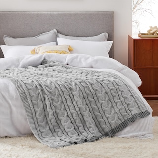 Foto 6 | Foto 6 | Manta De Cama De Chenilla Tejida Con Cable, 130 X 150 Cm, Color Gris - Venta Internacional.