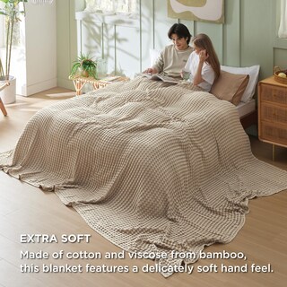 Foto 4 | Foto 4 | Manta Bedsure Cooling De Algodón Con Forma De Gofre, Tamaño King, Color Topo - Venta Internacional.