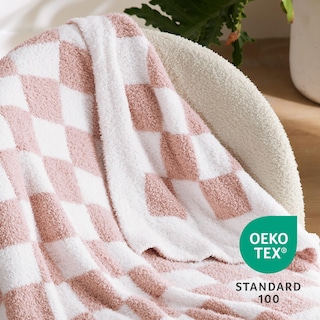 Foto 6 | Foto 6 | Manta De Cama A Cuadros Rosa De 125 X 150 Cm, Supersuave - Venta Internacional.