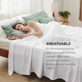 Foto 6 | Foto 6 | Manta Bedsure Cooling De Algodón Con Forma De Gofre, Tamaño Queen, Color Blanco - Venta Internacional.