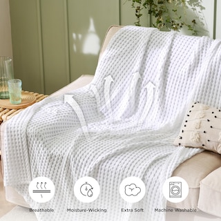 Foto 7 | Foto 7 | Manta Bedsure Cooling De Algodón Con Forma De Gofre, Tamaño Queen, Color Blanco - Venta Internacional.