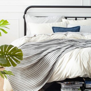 Foto 2 | Foto 2 | Manta Bedsure Cooling De Algodón Con Forma De Gofre, Tamaño Queen, Color Gris - Venta Internacional.
