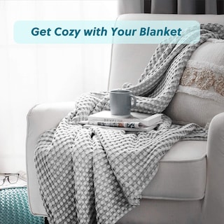 Foto 3 | Foto 3 | Manta Bedsure Cooling De Algodón Con Forma De Gofre, Tamaño Queen, Color Gris - Venta Internacional.
