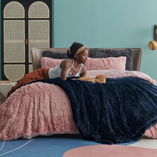 Foto 3 | Foto 3 | Forro Polar De Piel Sintética Blanket Bedsure Fluffy, Azul Marino, Tamaño Queen - Venta Internacional.