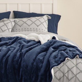 Foto 4 | Foto 4 | Manta De Cama Con Forro Polar Sherpa, Tamaño Doble, Azul Marino - Venta Internacional.