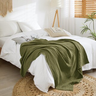 Foto 6 | Foto 6 | Manta Phf De Muselina 100% Algodón De 4 Capas, Color Verde Oliva - Venta Internacional.