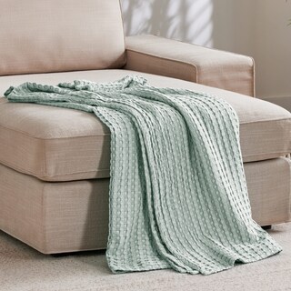 Foto 5 | Foto 5 | Manta Bedsure Cooling Waffle De Algodón, Tamaño Twin Xl, Color Verde Salvia - Venta Internacional.