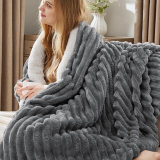 Foto 2 | Foto 2 | Manta Bedsure Sherpa Para Sofá De Invierno, Tamaño Doble, Color Gris Oscuro - Venta Internacional.
