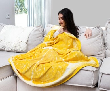 Foto 6 | Foto 6 | Manta Redonda Toynk Lemon Slice De Forro Polar, 150 Cm - Venta Internacional.