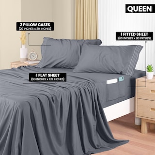 Foto 2 | Foto 2 | Juego De Sábanas Utopia Bedding Queen Soft De Microfibra, 4 Piezas, Color Gris - Venta Internacional.