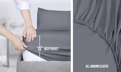 Foto 4 | Foto 4 | Juego De Sábanas Utopia Bedding Queen Soft De Microfibra, 4 Piezas, Color Gris - Venta Internacional.